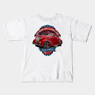 Hot Rods and Classic Cars Garage - 1937 Chevy Kids T-Shirt